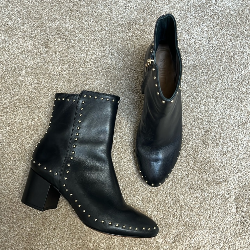 Schutz Studded Leather Booties